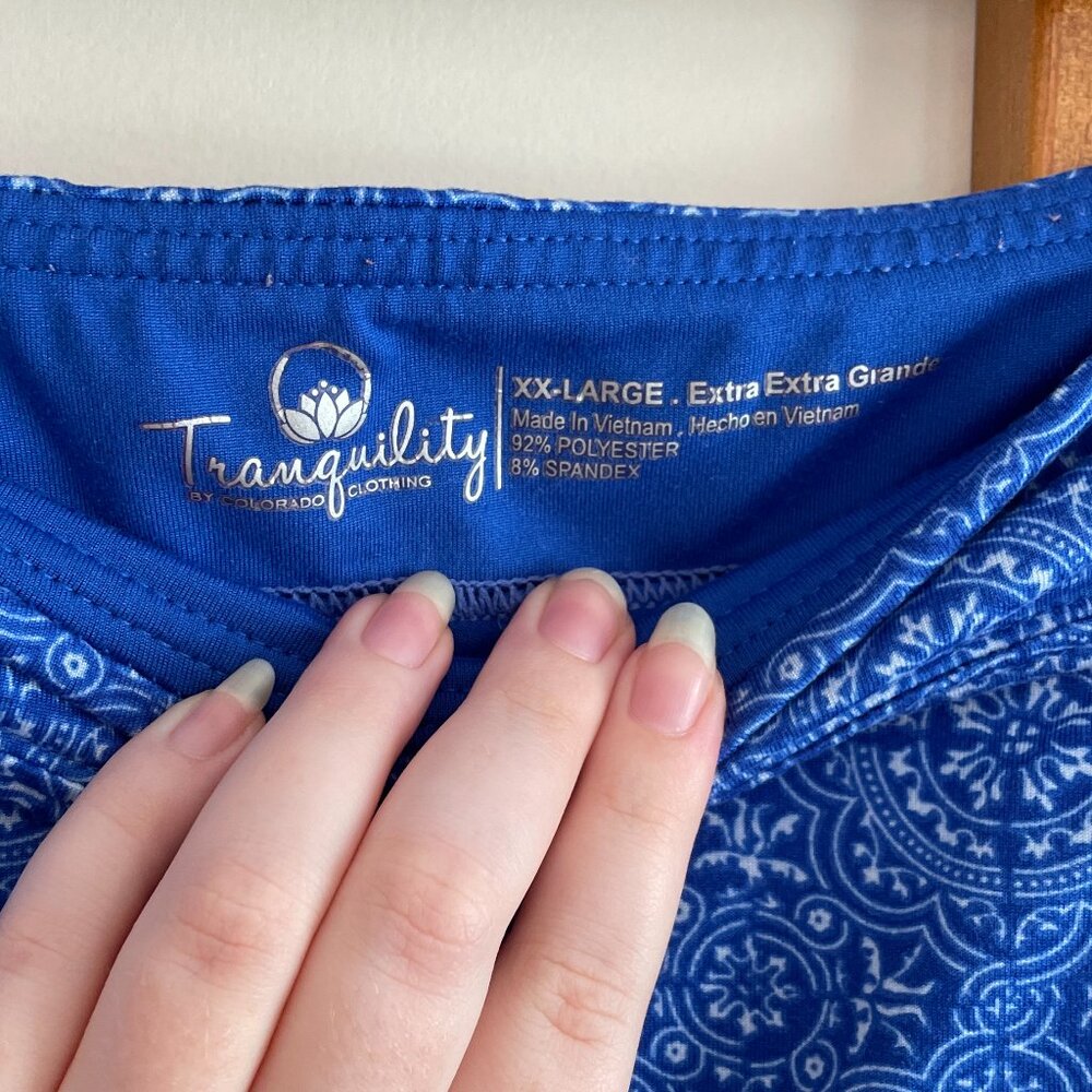 Tranquility Cotton Skort Yoga Athletic Cobalt Blue Floral Mandala Size XXL - Picture 3 of 4